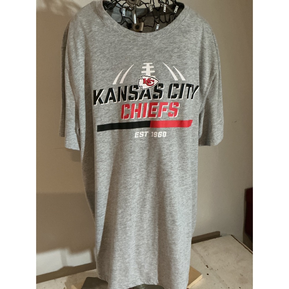 NFL Team Apparel Kansas City Chiefs T-Shirt Mens XL Gray Graphic Tee Est 1960